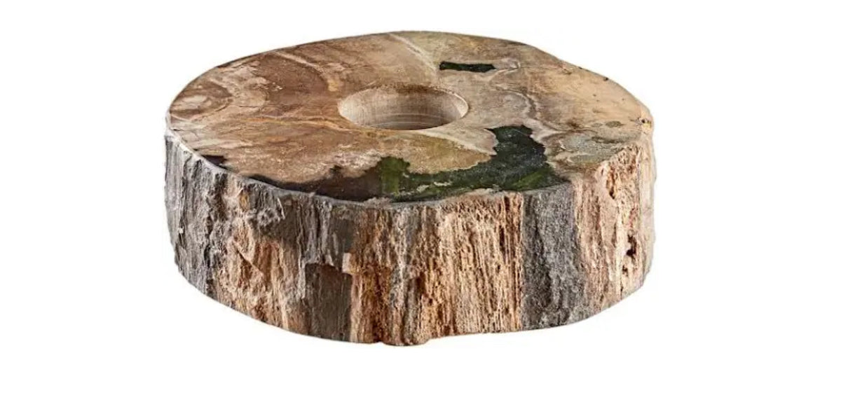 Zodax Fortaleza Petrified Wood Tea Light-Home Decor-The Life ™ Boutique | Westfield, NJ-The Life ™ Boutique | Westfield, NJ