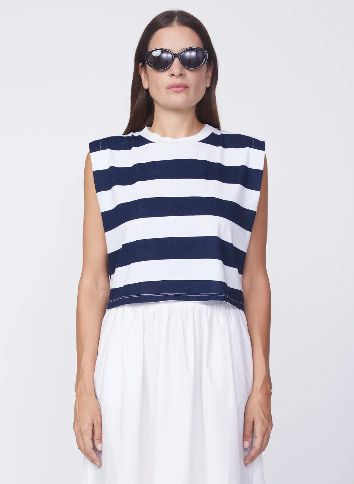 Stateside Navy Rugby Striped Crop Muscle Tee-The Life ™ Boutique | Westfield, NJ-L-The Life ™ Boutique | Westfield, NJ