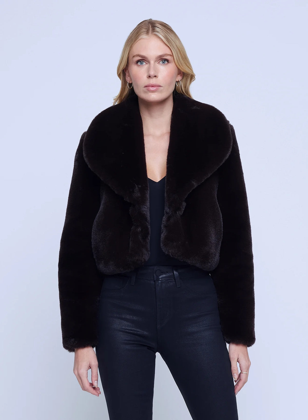 L'Agence Davy Crop Faux Fur Jacket-Apparel-Lagence-2-The Life ™ Boutique | Westfield, NJ