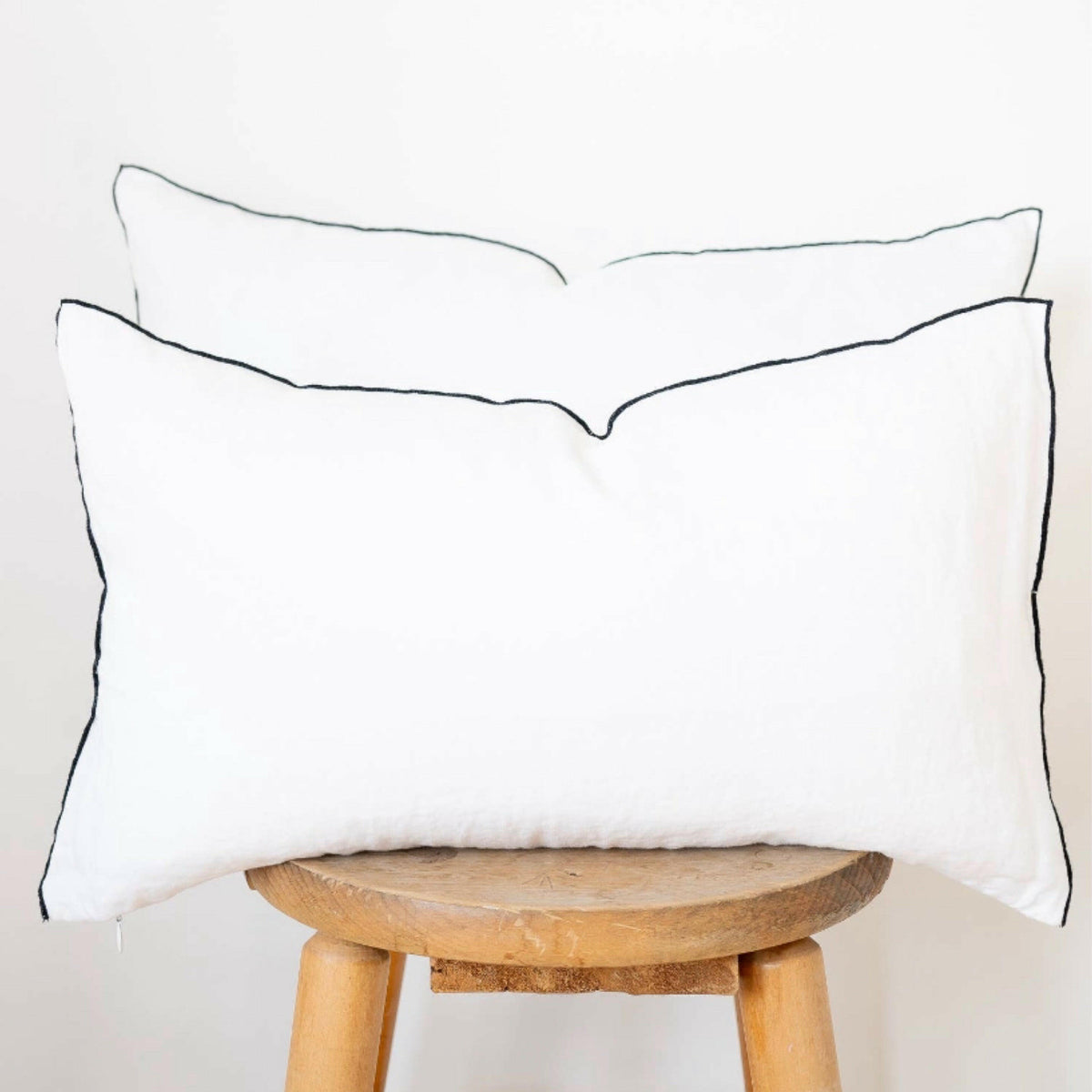 White Lumbar Edged Linen Pillow-Wellness-The Life ™ Boutique | Westfield, NJ-The Life ™ Boutique | Westfield, NJ